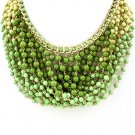 Green Necklace Choker Multi Strand Bead Chunky 14 Inch Long / 15814-1928GDGNB