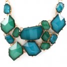 Teal Necklace Metal Casting Various Cut Formica Moving Joint 18 Inch Long / 15814-3368GDTEL