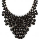 Black Necklace Bead Bib Marbles Formica 15 Inch Long / 15814-3597BLK