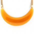 Yellow Necklace Metal Casting Cresent Mesh Chain Acrylic Body 16 Inch Long / 15814-4117GDYEW
