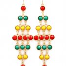 Multi Colored Earring Linear Drop Fish Hook Stud Acrylic Stones Diamond Shape Formica 1585-3584GDMTA