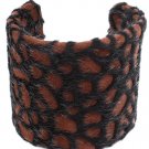 Brown Bracelet Cuff Faux Fur Animal Print Fabric Cover 2 1 2 Inch Width 1962-99498BRO