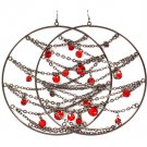 Red Earring Fish Hook Hoop Crystal Studs Interlaced Prong Set 3 3 4 Inch Drop 1995-99111BNRED
