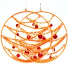 Orange Earring Fish Hook Hoop Crystal Studs Interlaced Prong Set 3 3 4 Inch Drop 1995-99111GDORG