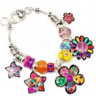 Multi Colored Bracelet Link Charm Flowers LeavesBeads 1 1 4 Inch Drop 8 Inch Long 210152-02899ASMLT