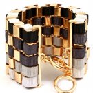 Black Bracelet Toggle Fabric Links Interlaced 1 1 2 Inch Width 7 Inch Long / 21234-133GDBLK