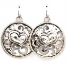 Silver Colored Earring Fish Hook Metal Casting Heart Matte Finish Texture 1 1 2 Inc 219205-3251SOSIV