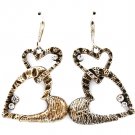 Silver Colored Earring Fish Hook Metal Casting Heart Crystal Stud Texture 1 1 2 Inc 219205-3254SOSIV