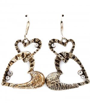 Silver Colored Earring Fish Hook Metal Casting Heart Crystal Stud Texture 1 1 2 Inc 219205-3254SOSIV