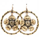 Gold Colored Earring Fish Hook Metal Casting Hoop Flower Engraved Faith Joy Hope Lo 219205-3270BOGOD