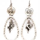 Silver Colored Earring Fish Hook Metal Casting Heart Diamond Shape Tear Drop Matte  219205-3284SOSIV