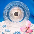 VINTAGE STERLING SILVER & FLORAL BONBON CRYSTAL DISH
