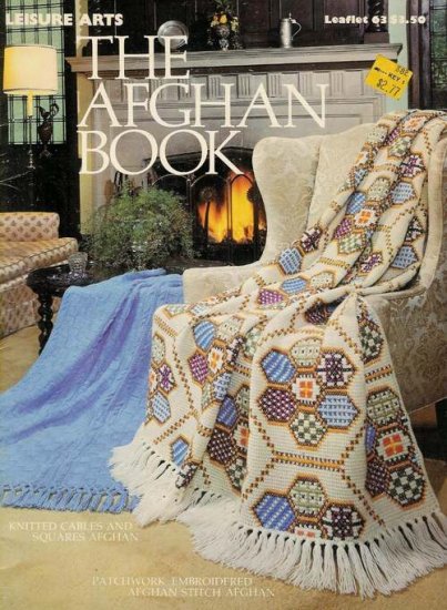 Leisure Arts 63 Afghan Book Crochet Knitting Patterns Patchwork Granny 1975