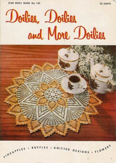 Crochet Knit Patterns Doilies Star Book 120 Pineapple Flower Ruffle ...