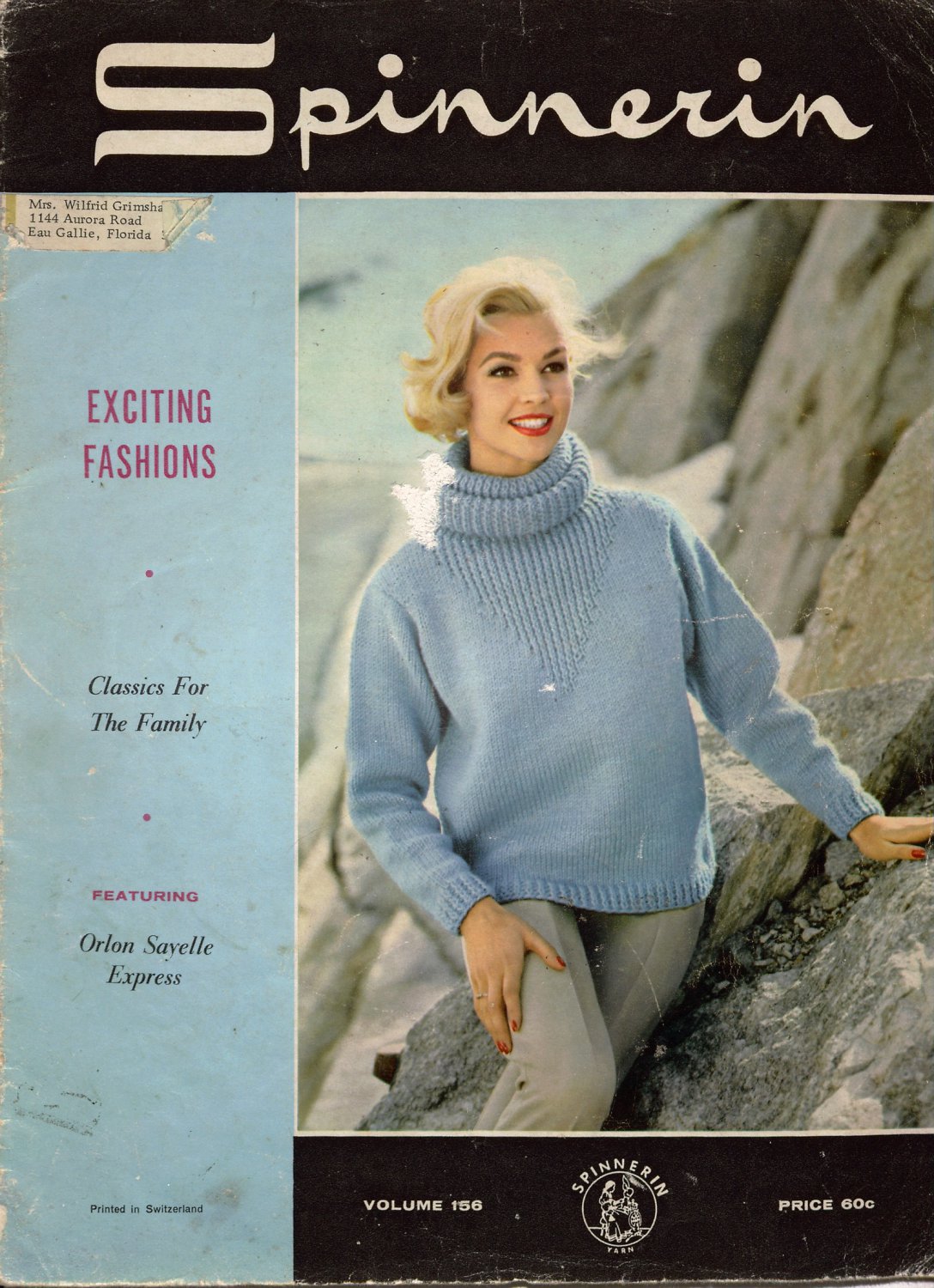 Spinnerin Knitting Patterns Classic Fashions Sweater Hood Family Stole 1965