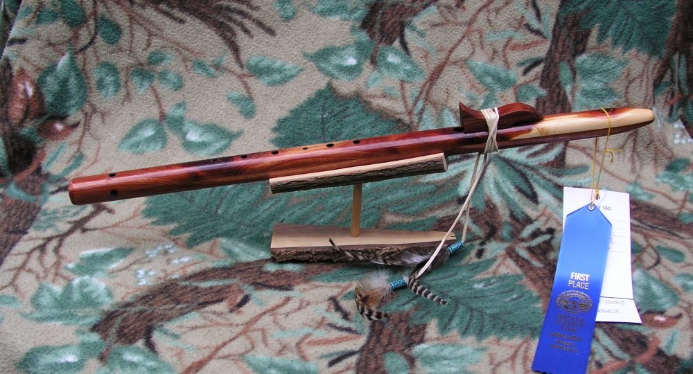 Custom Handcrafted Native American Style Wood Flute, Bag and Stand