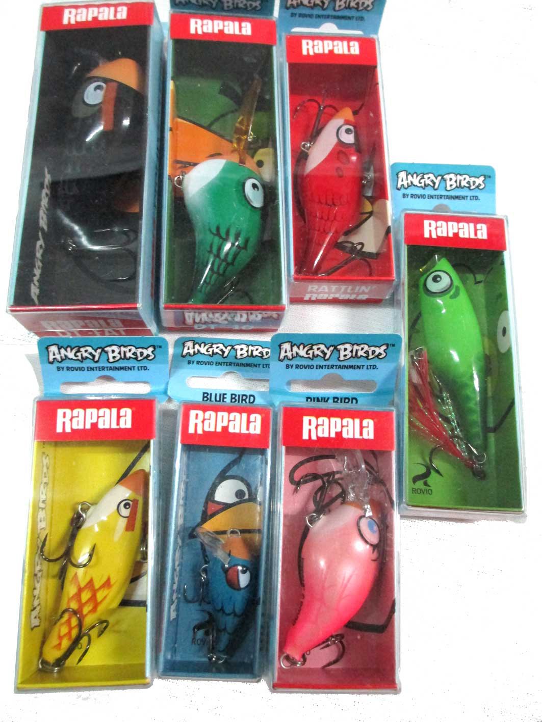 Limited Edition Fresh Wat Rapala Angry Birds Set of 7 Colours Lures RARE LURES 