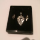 Three Piece Sterling Silver and Diamante Pendant & Earring Set