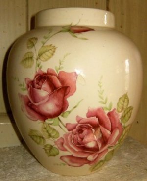 Ceramic Ginger Jar with Red Roses