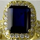 R0070 14K gold 8ct sapphire cubic zirconia pave ring