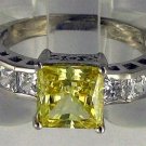 R6636 14K solid gold 2.6ct canary princess CZ ring