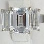 R5451 14K solid gold 4ct step cut radiant 3 stone ring