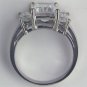 R5451 14K solid gold 4ct step cut radiant 3 stone ring