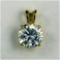 P2003 14K gold 1ct round cubic zirconia stud pendant