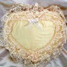 Romantic Heart Satin & Lace Embroidered Throw Pillow