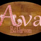 Girl bathroom wall decor idea -baby girl, bathtime personalized wall wood plaque-sign 8 X 10 (E)