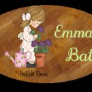 Little girl bath wall decor idea - Baby girl bathtime personalized name wood plaque/sign 7 X 5 (Q)