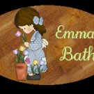 Girl - Baby girl bathtime/bathroom decor idea personalized wood plaque/sign 7 X 5 (L)