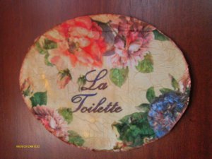 Vintage roses victorian shabby chic bath wall plaque VS25