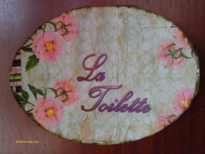 Peonies vintage shabby chic bath wall plaque VS26