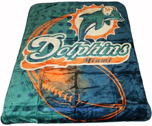 New Nfl Miami Dolphins Plush Mink Blanket Twin Full