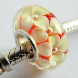 Sterling Silver Lampwork Glass Bead fits Troll/Chamilia/Biagi-1