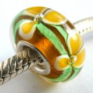 Sterling Silver lampwork glass Bracelet Bead fits Troll/Chamilia/Biagi-ZS09
