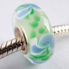 Sterling Silver lampwork glass Bracelet Bead fits Troll/Chamilia/Biagi-ZS09