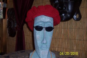 Raspberry Spiral Beret with brim