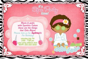 Spa- Sleep Over - Pajama party custom Birthday Invitation - Printable