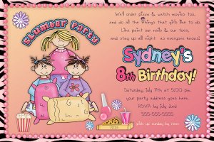 Sleep Over - Pajama party custom Birthday Invitation - Printable