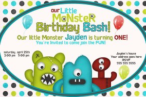Little Monster Custom Birthday Party Invitation- printable