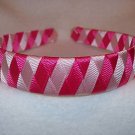Light pink & hot pink woven braided ribbon headband NEW
