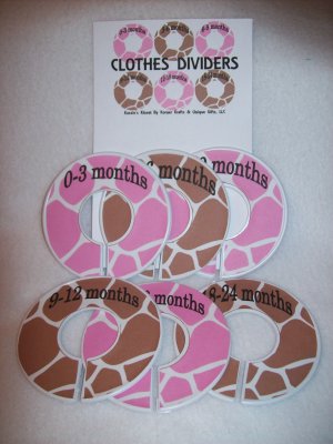 Pink & Brown Giraffe Print Closet Dividers