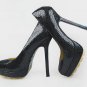 Genuine leather women high-heel platform pump shoes