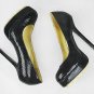 Genuine leather women high-heel platform pump shoes