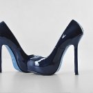 Classic girl's blue patent high-heel "ysl shoes