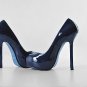 Classic girl's blue patent high-heel "ysl shoes