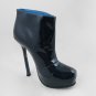 Classic women blue patent high-heel ankle bootie