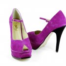 Ladies' sexy purple peeptoe pump shoes